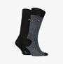 Tommy Hilfiger 2 Pack Nappy Herringbone Mens Socks Black side view showcasing black and herringbone patterns.