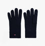 Tommy Hilfiger Mens Flag Embroidery Gloves With Cashmere Navy front view, featuring cotton and cashmere blend.