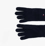 Tommy Hilfiger Mens Flag Embroidery Gloves With Cashmere Navy front view showing knit texture and embroidered logo.