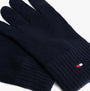 Tommy Hilfiger Mens Flag Embroidery Gloves With Cashmere Navy front view, showcasing soft navy fabric and signature logo detail.