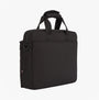Tommy Hilfiger Rubberised Logo Laptop Bag side view, black, zip closure, adjustable strap, sleek polyester finish