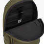 Tommy Hilfiger REPREVE Metal Logo Backpack Army Green interior view showing laptop sleeve and zipped pocket.