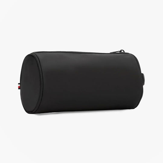 Tommy Hilfiger METAL LOGO WASHBAG Mens Black side view showing smooth finish and zip closure.
