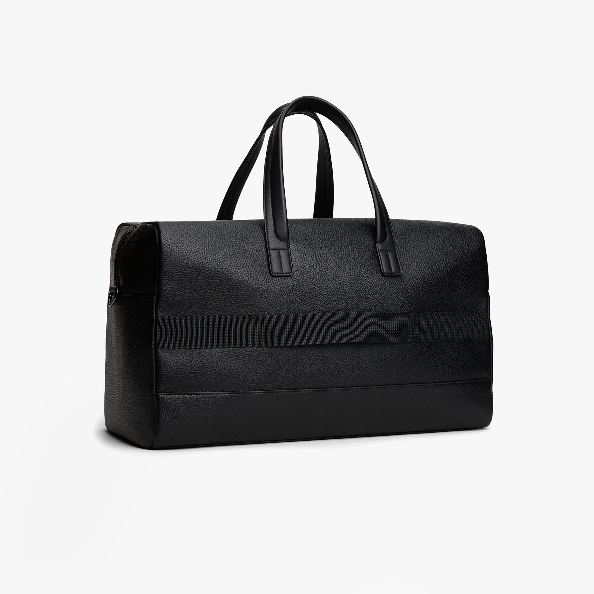 Tommy Hilfiger CENTRAL DUFFLE Mens Duffle Bag Black side view with zip closure and sleek design.