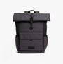 Tommy Hilfiger Mens Roll Top Backpack Charcoal Gray front view with roll top and buckle closure.