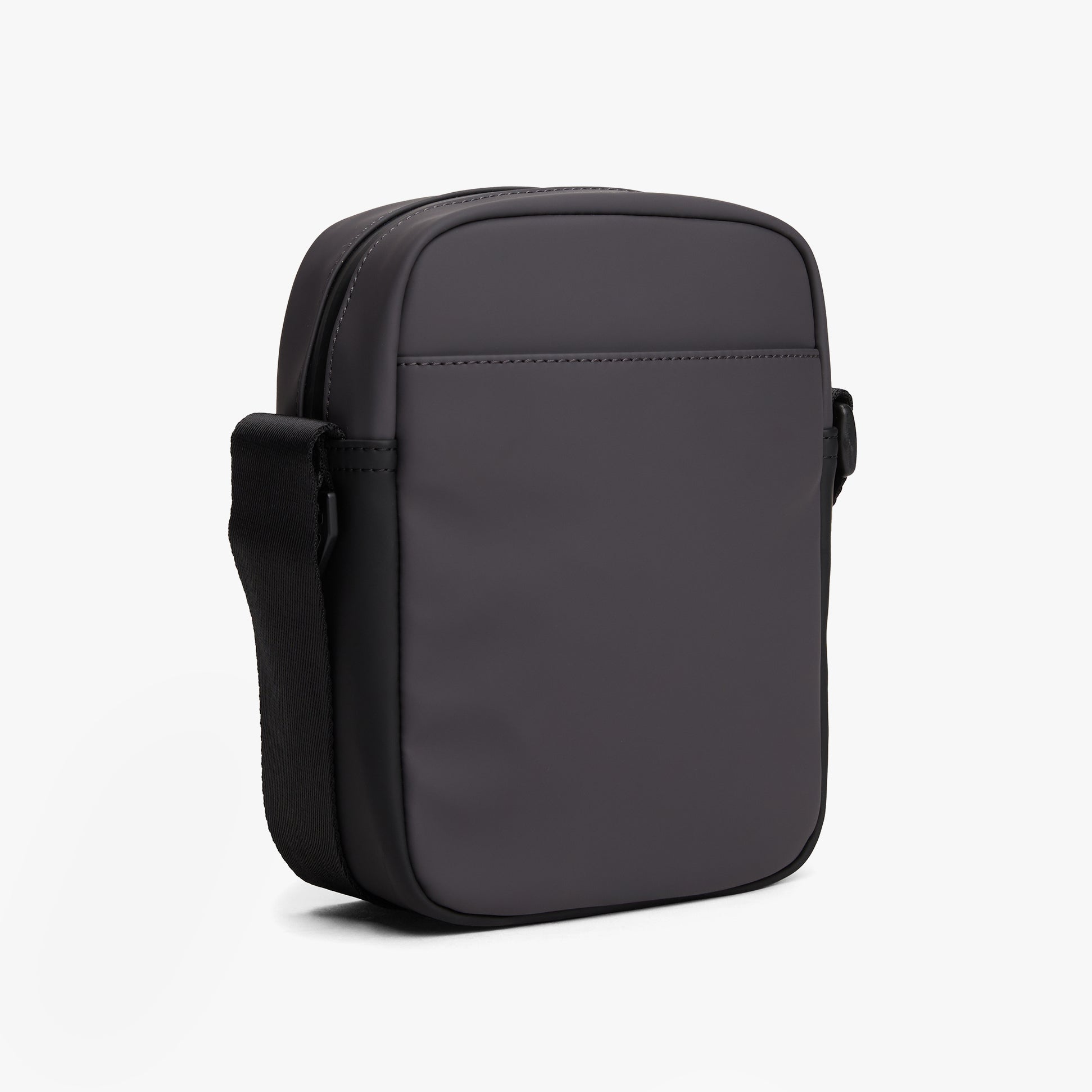 Tommy Hilfiger MINI REP Mens Crossbody Bag Charcoal Gray side view with zip closure and adjustable strap.