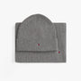 Tommy Hilfiger AM0AM13807 TH FLAG BEANIE & SCA Mens Beanie Mid Grey Heather top view of beanie and scarf set