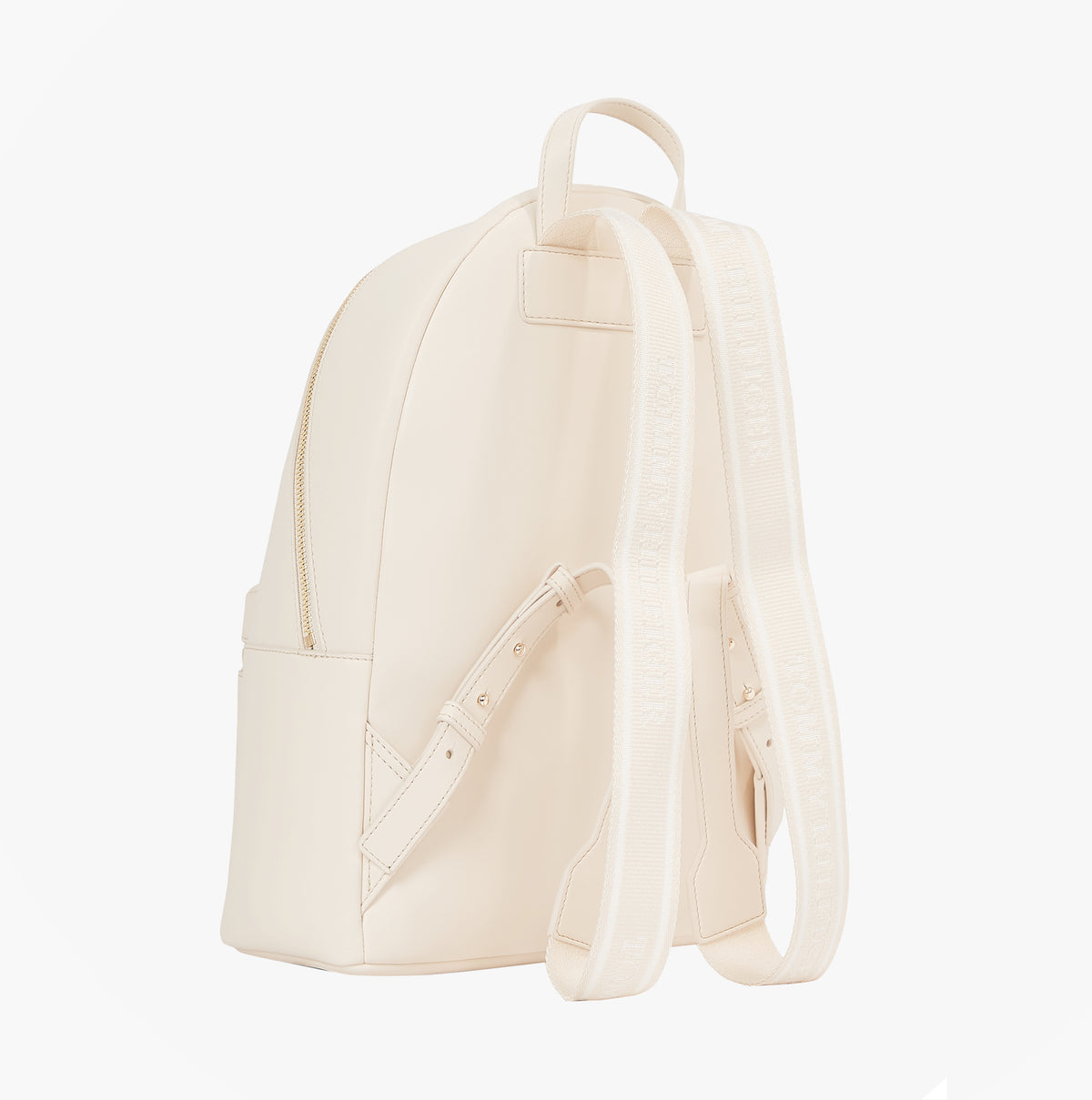 Tommy Hilfiger LOGOTAPE Womens Backpack Sugarcane side view showcasing smooth finish and adjustable straps.