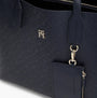 Tommy Hilfiger DISTINCT SATCHEL Ladies Handbag Space Blue close-up view showing embossed design and detachable coin purse.
