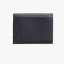 Tommy Hilfiger Womens Monogram Trifold Wallet Navy front view showcasing textured design and button closure.