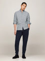 Tommy Hilfiger Mens Casual Look, Model Wearing Checked Shirt and Navy Pants, Full Length View