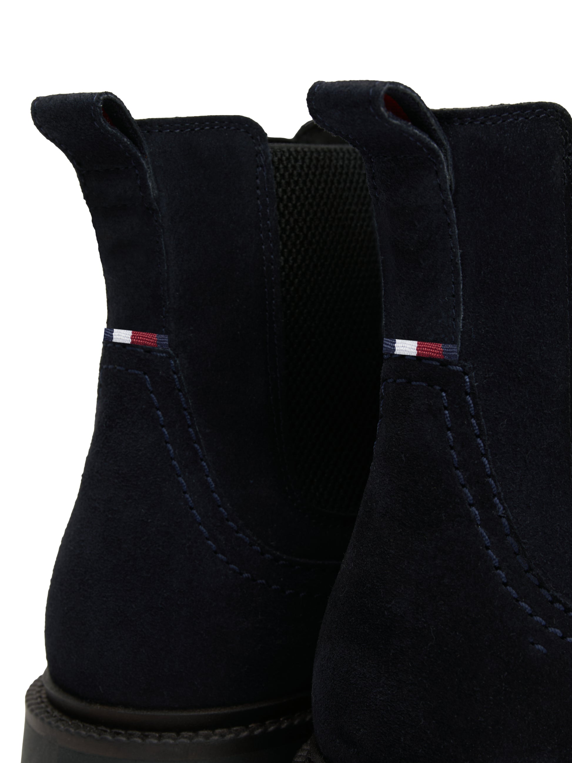 Tommy Hilfiger HILFIGER COMFORT Mens Chelsea Boots Desert Sky detail view of elasticated side panel and suede material.
