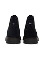 Tommy Hilfiger HILFIGER COMFORT Mens Chelsea Boots Desert Sky rear view, showcasing suede upper and ankle height.