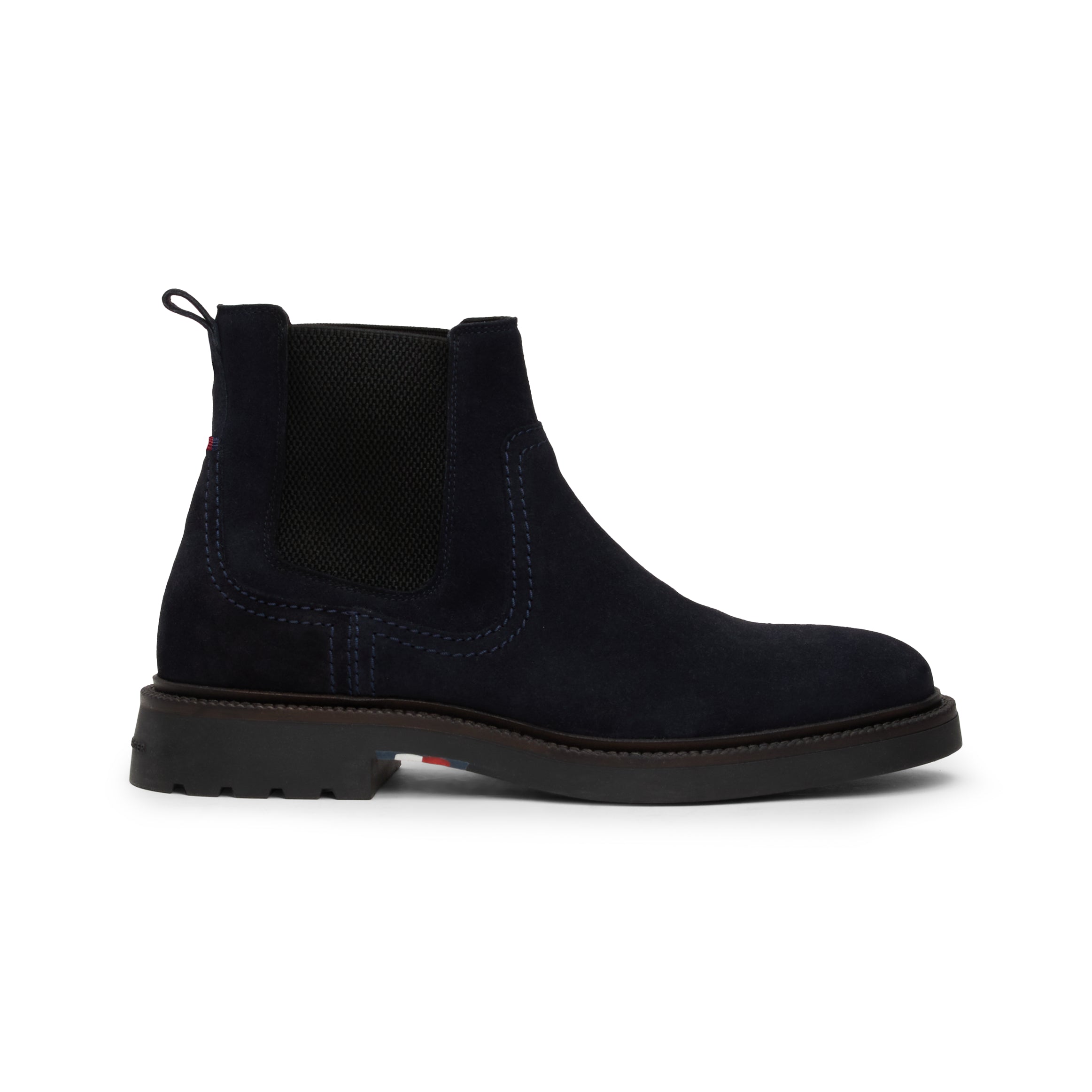 Tommy Hilfiger HILFIGER COMFORT Mens Chelsea Boots Desert Sky side view with suede upper and elasticated side panel