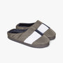 Tommy Hilfiger NYLON FLAG Mens Loafers Shady Stone side view showing slipper style with rounded toe and lightweight design.