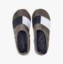 Tommy Hilfiger NYLON FLAG Mens Loafers Shady Stone top view showing stylish slipper design and color blocking.