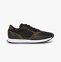 Tommy Hilfiger LEATHER SERRATED RUNNER Mens Trainers Black side view showcasing sleek design and comfort features.