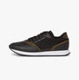 Tommy Hilfiger LEATHER SERRATED RUNNER Mens Trainers Black side view, featuring black leather and mesh design with lace-up closure.