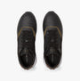 Tommy Hilfiger LEATHER SERRATED RUNNER Mens Trainers Black top view of trainers showing lace-up design and contrasting colors.
