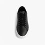 Tommy Hilfiger TH COURT LTH DETAIL Mens Trainers Black top view, lace-up black leather upper, round toe, classic style.