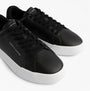 Tommy Hilfiger TH COURT LTH DETAIL Mens Trainers Black top view with lace-up design and leather upper.