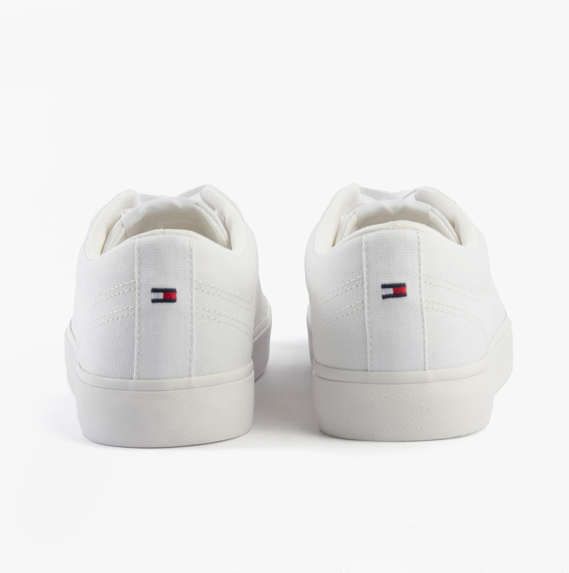 Tommy Hilfiger LOGO PATCH Mens Trainers White rear view showing logo detail and shoe construction.