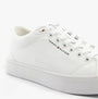 Tommy Hilfiger LOGO PATCH Mens Trainers White side view showcasing cotton upper and lace-up closure.