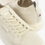 Tommy Hilfiger MONO-SOCK KNIT Mens Trainers Alabaster front and side view showing lace-up design and textured upper.