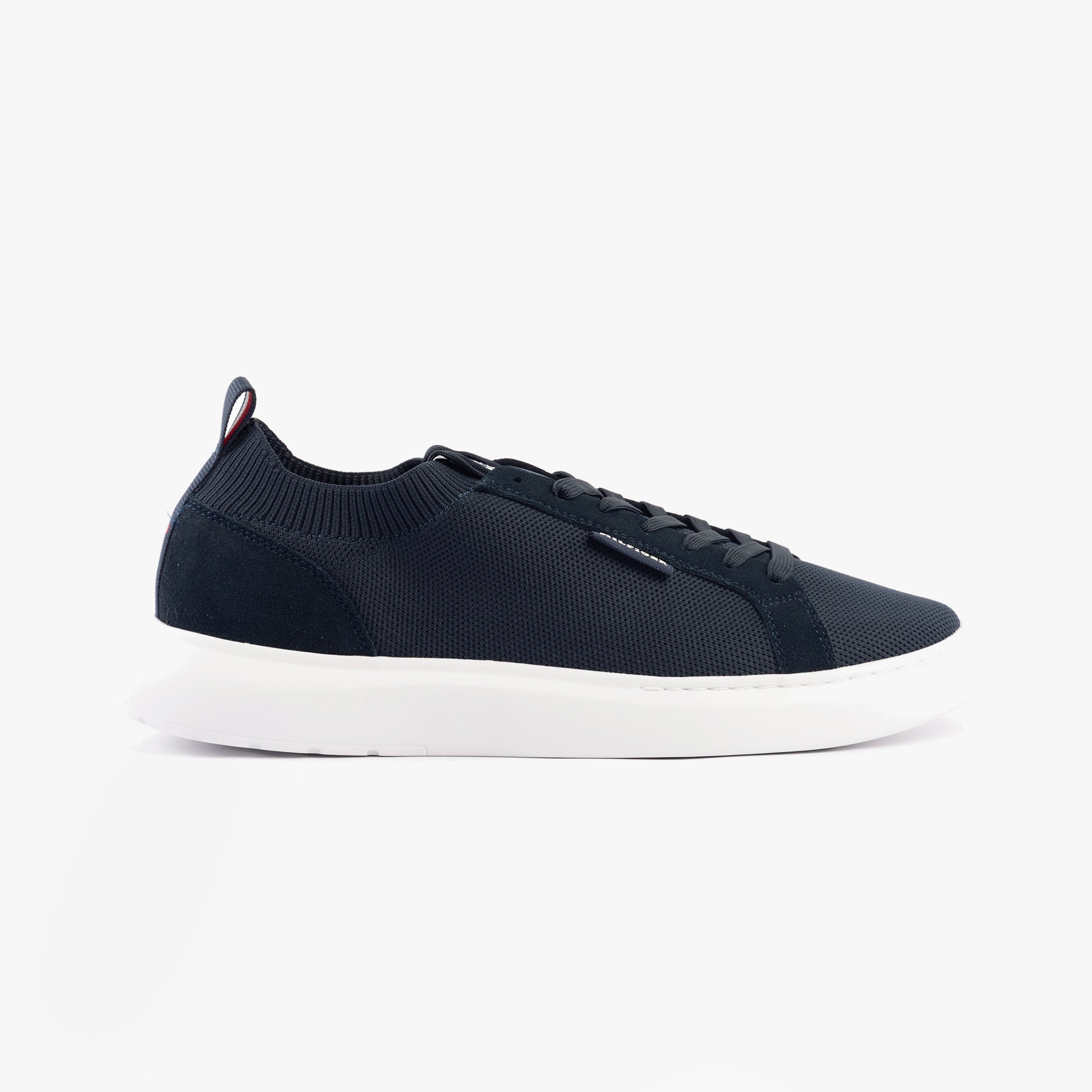 Tommy Hilfiger MONO-SOCK KNIT Mens Trainers Desert Sky side view featuring casual design and lace-up closure.