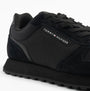 Tommy Hilfiger ESSENTIAL MIXED TEXTURE Mens Trainers Black side view showcasing casual upper and lace-up design.