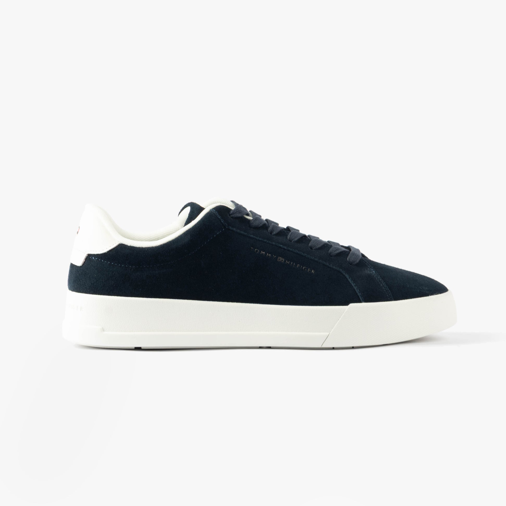 Tommy Hilfiger TH COURT BETTER SUEDE Mens Trainers Desert Sky side view showing suede upper and lace-up detail.