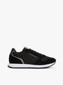 Tommy Hilfiger SUEDE LOGO Mens Trainers Black side view showing sleek design and lace-up closure.