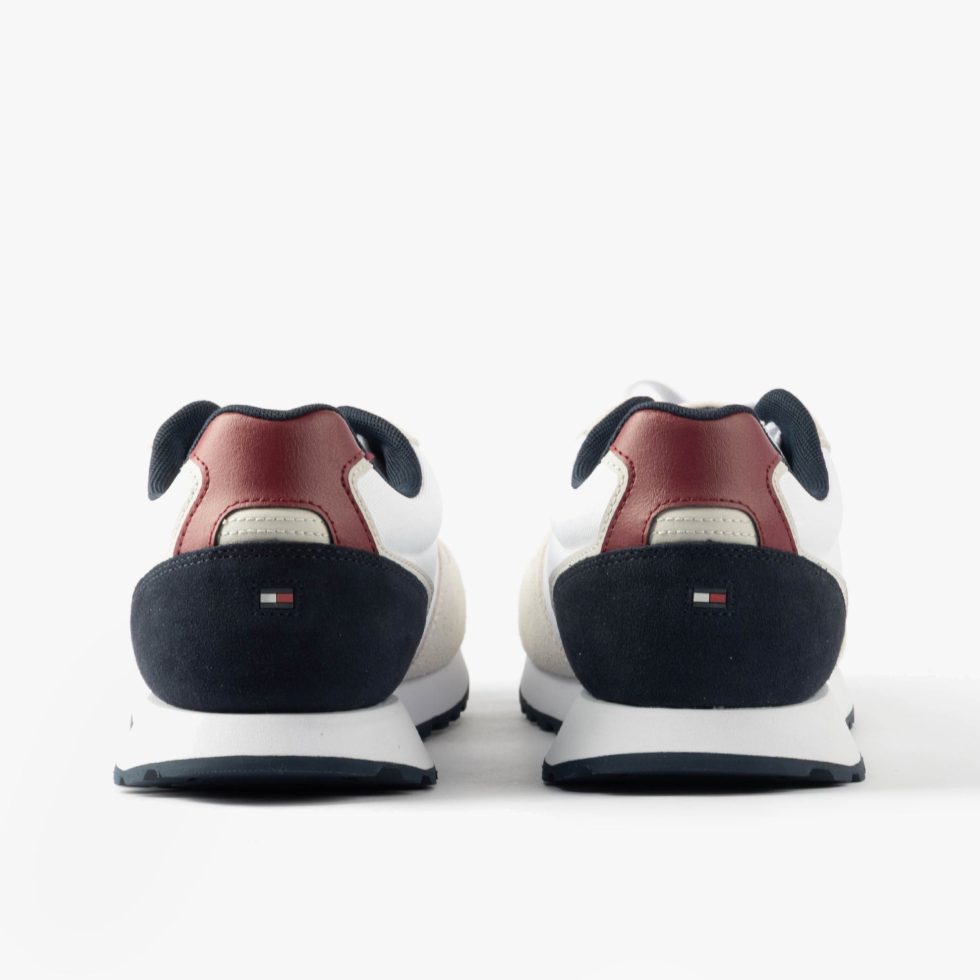Tommy Hilfiger NEW RUNNER EVA MIX Mens Trainers White back view with red and navy accents.