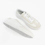 Tommy Hilfiger SUEDE CONTRAST CUPSOLE Mens Trainers White top side view showing lace-up design and rubber sole.