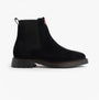 Tommy Hilfiger HILFIGER COMFORT Mens Suede Chelsea Boots Desert Sky side view showcasing black suede and pull-on design.