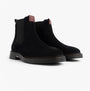 Tommy Hilfiger HILFIGER COMFORT Mens Suede Chelsea Boots Desert Sky side view showing black suede material and pull-on style.