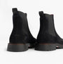 Tommy Hilfiger HILFIGER COMFORT Mens Suede Chelsea Boots Desert Sky rear view showcasing suede upper and rubber sole.