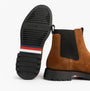Tommy Hilfiger HILFIGER COMFORT Mens Suede Chelsea Boots Coconut Grove bottom view showcasing sole design and suede upper.