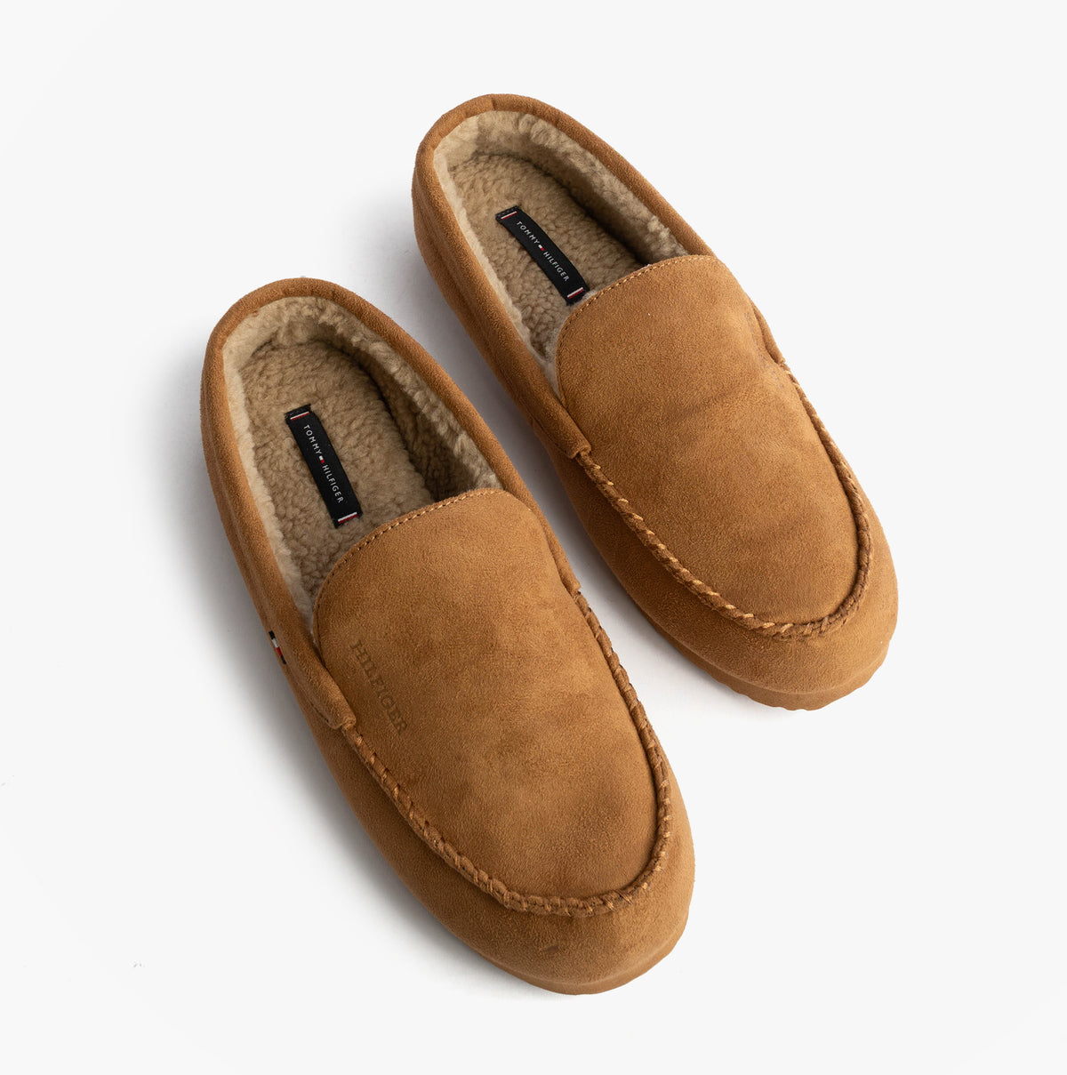 Tommy Hilfiger HILFIGER M SDE DRIVE Mens Mocassin Slippers Desert Khaki top view of slippers with soft lining