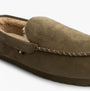 Tommy Hilfiger HILFIGER M SDE DRIVE Mens Mocassin Slippers Army Green side view with soft interior detail