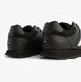Tommy Hilfiger Mens Signature Tape Cleat Leather Trainers Black back view showcasing sleek design and logo detail.