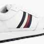 Tommy Hilfiger Mens Signature Tape Cleat Leather Trainers White side view showcasing the signature tape and leather details.