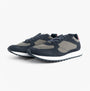Tommy Hilfiger NEW RUNNER EVA MIX Mens Trainers Desert Sky side view showing leather and suede upper in blue and grey.