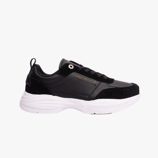 Tommy Hilfiger ESSENTIAL LTHR RUNNER Womens Trainers Black