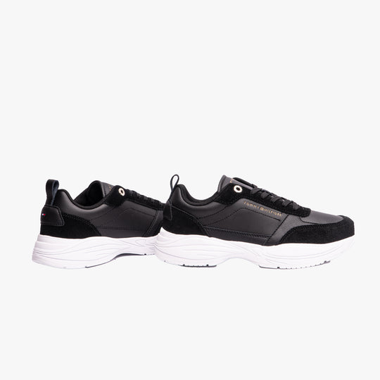 Tommy Hilfiger ESSENTIAL LTHR RUNNER Womens Trainers Black