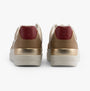 Tommy Hilfiger MONOGRAM METALLIC LEATHER Womens Court Trainers Classic Khaki rear view with golden accents.