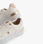 Tommy Hilfiger MONOGRAM METALLIC LEATHER Womens Court Trainers Ancient White side view with gold detail
