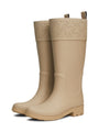Tommy Hilfiger RUBBER Womens Welly Boots Beige side view showing mid-calf height and block heel design.