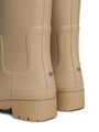Tommy Hilfiger RUBBER Womens Welly Boots Beige back view showing block heels and logo detail.