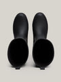 Tommy Hilfiger RUBBER Womens Long Boots Black top view showcasing the tall rubber design and wide openings.